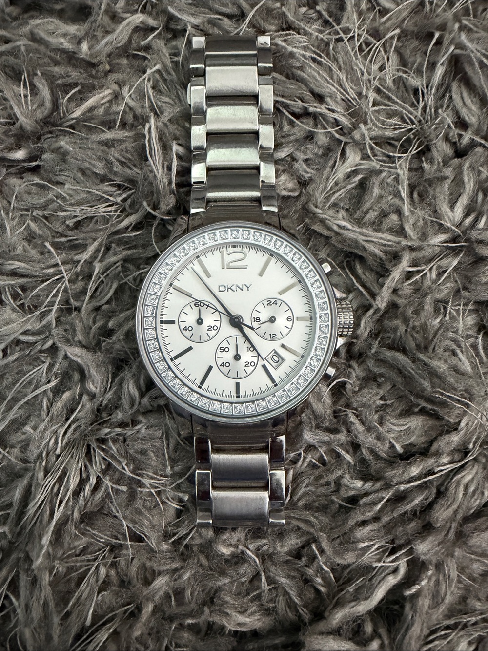 DKNY Silver/White Crystal-Trim Chronograph Watch - Picture 5 of 10